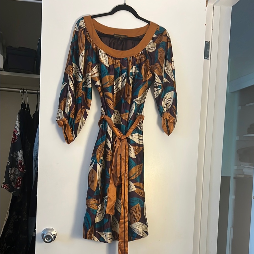 Donna Ricco Orange Black Wrap Sundress